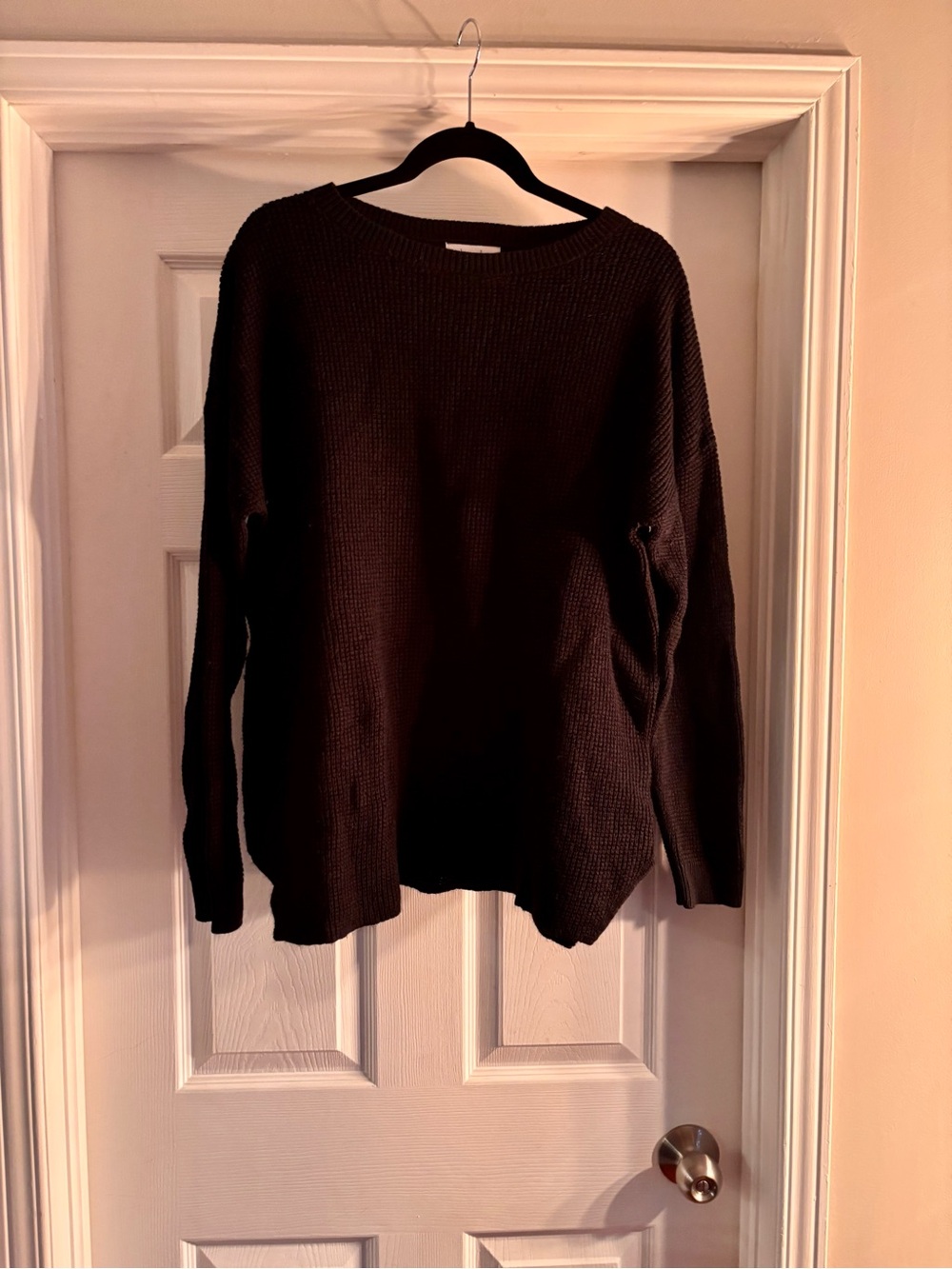 Kersh Black Waffle Crewneck Sweater